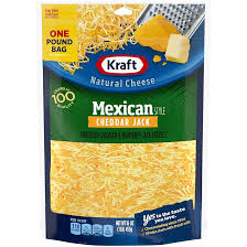  Kraft Mexican Style Cheddar Jack Shredded Cheese, 8 oz Bag