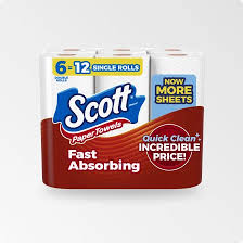 Scott Paper Towels 6 Rolls = 12