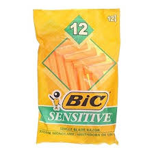BIC Sensitive Shaver Mens Disposable Razor, Single Blade, Sensitive Skin Razor, 12 ct