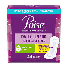 Poise Daily Liners, Incontinence Panty Liners, 2 Drop Very Light Absorbency, Long Length, 44 Count of Pantiliners