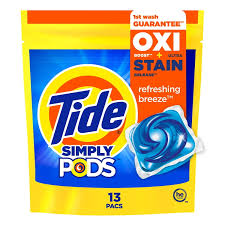 Tide Simply PODS Oxi + Ultra Stain Release Liquid Laundry Detergent Pacs, Refreshing Breeze, 13 count