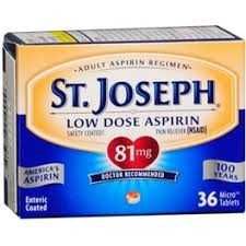 St. Joseph Low Dose Aspirin, 81mg Coated Tablets, 36 ct