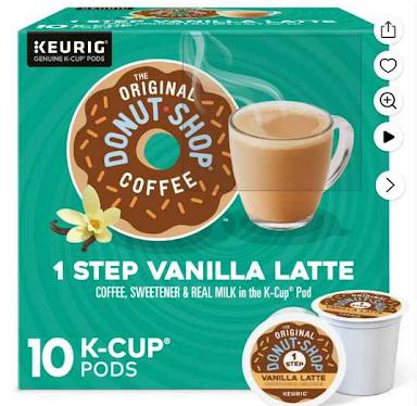 The Original Donut Shop, Vanilla Latte Flavored K-Cup Coffee Pods, 10 Count
