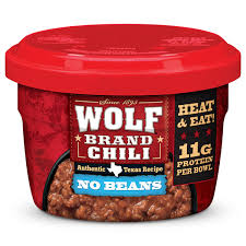 G53 WOLF BRAND Chili With Beans, Microwavable Bowls, 7.25 oz