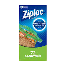 Ziploc Brand Sandwich Bags with Grip & Seal Technology, 72 Count
