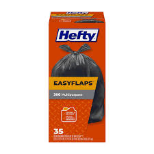 Hefty Easy Flaps Multipurpose Large Trash Bags, 30 Gallon, 35 Count