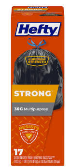 Hefty Strong Large Trash Drawstring Bags, 30 Gallon, 17 ct