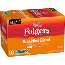 Folgers Breakfast Blend Coffee, Mild Roast, Keurig K-Cup Pods - 10 ct