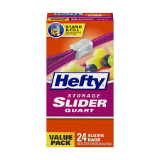 Hefty Storage Slider Quart Bags, 24 ct