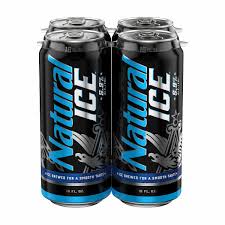 Natural Ice Beer, 4 Pack 16 fl. oz. Cans, 5.9% ABV