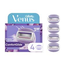 Venus ComfortGlide Freesia Womens Razor Blades, with Built-in Shave Gel Bars, 4 Razor Blade Refills