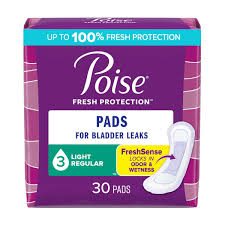 Poise Incontinence Pads & Postpartum Incontinence Pads, 3 Drop Light Absorbency, Regular Length, 30 Count