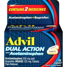 Advil Dual Action Coated Caplets with Acetaminophen, 18 ct
