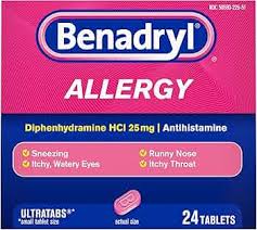 Benadryl Allergy Ultratabs Antihistamine Tablets, 25 mg Diphenhydramine HCl, 24 ct