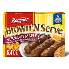 Banquet Brown& N Serve Vermont Maple Fully Cooked Sausage Links, Frozen Breakfast, 6.4 oz.
