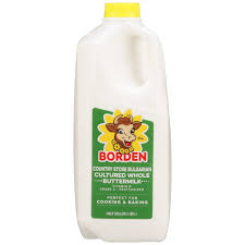Borden Whole Cultured Buttermilk, Half Gallon Jug, Refrigerated, Contains Dairy, Liquid